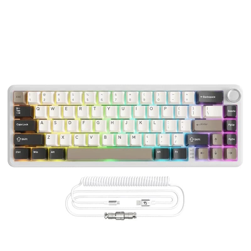 KEYBOARD - ATTACK SHARK X66 TRI-MODE RGB CHEESE WHITE (S.BERRY SW) WIRELESS