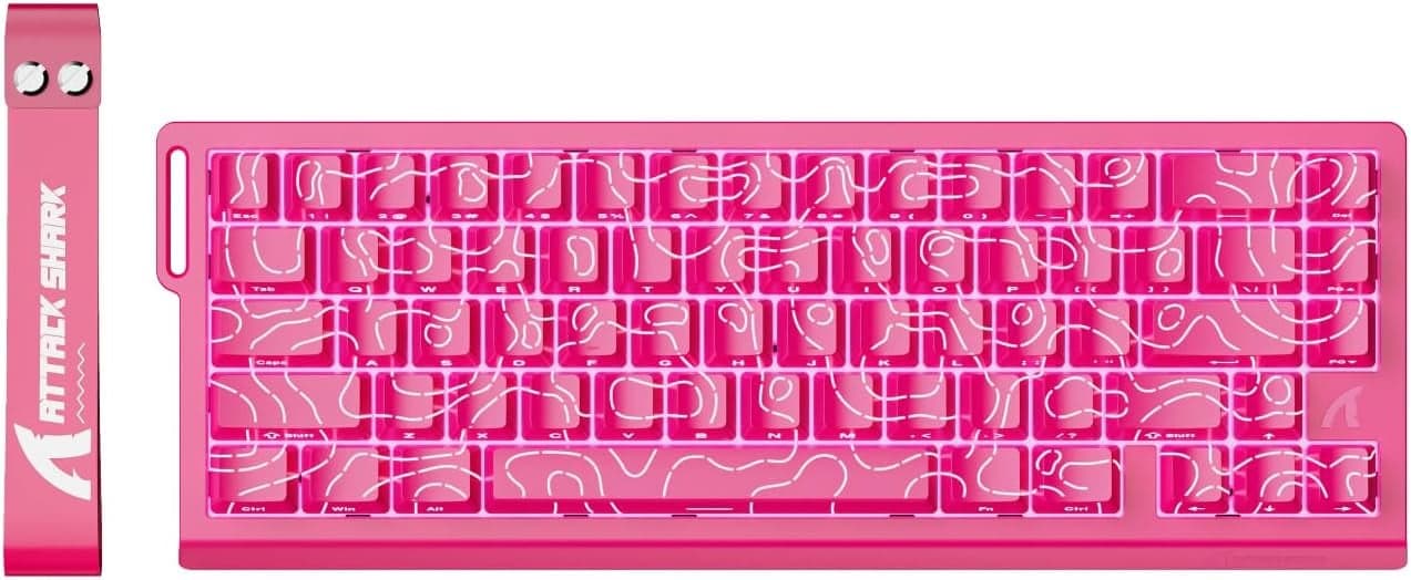 KEYBOARD - ATTACK SHARK X68HE RGB (WIRED) ROSE RED CONTOUR