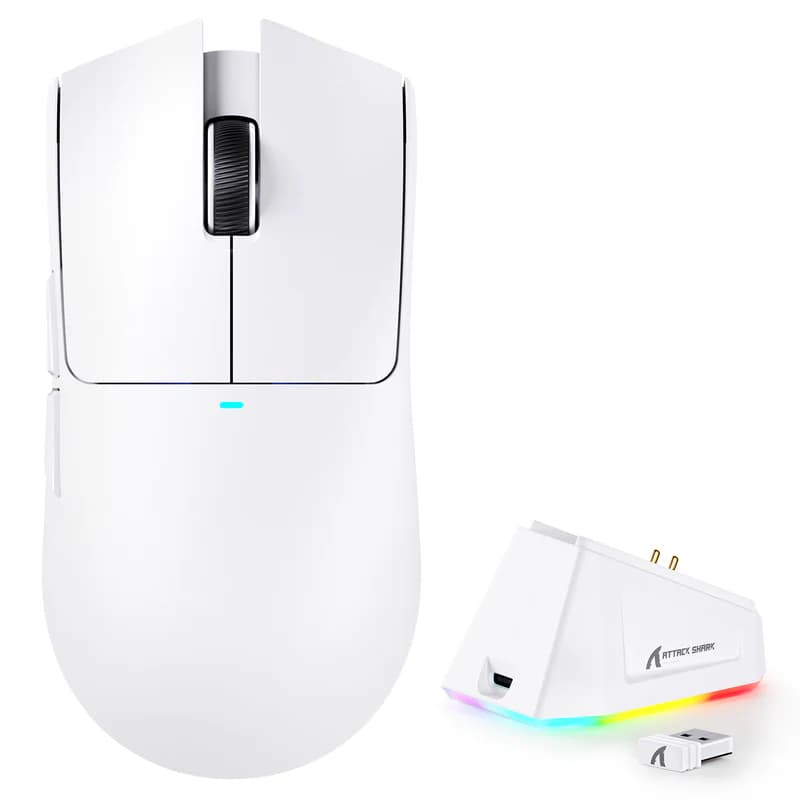 MOUSE - ATTACK SHARK X11 TRI-MODE WIRELESS DOCK WHITE