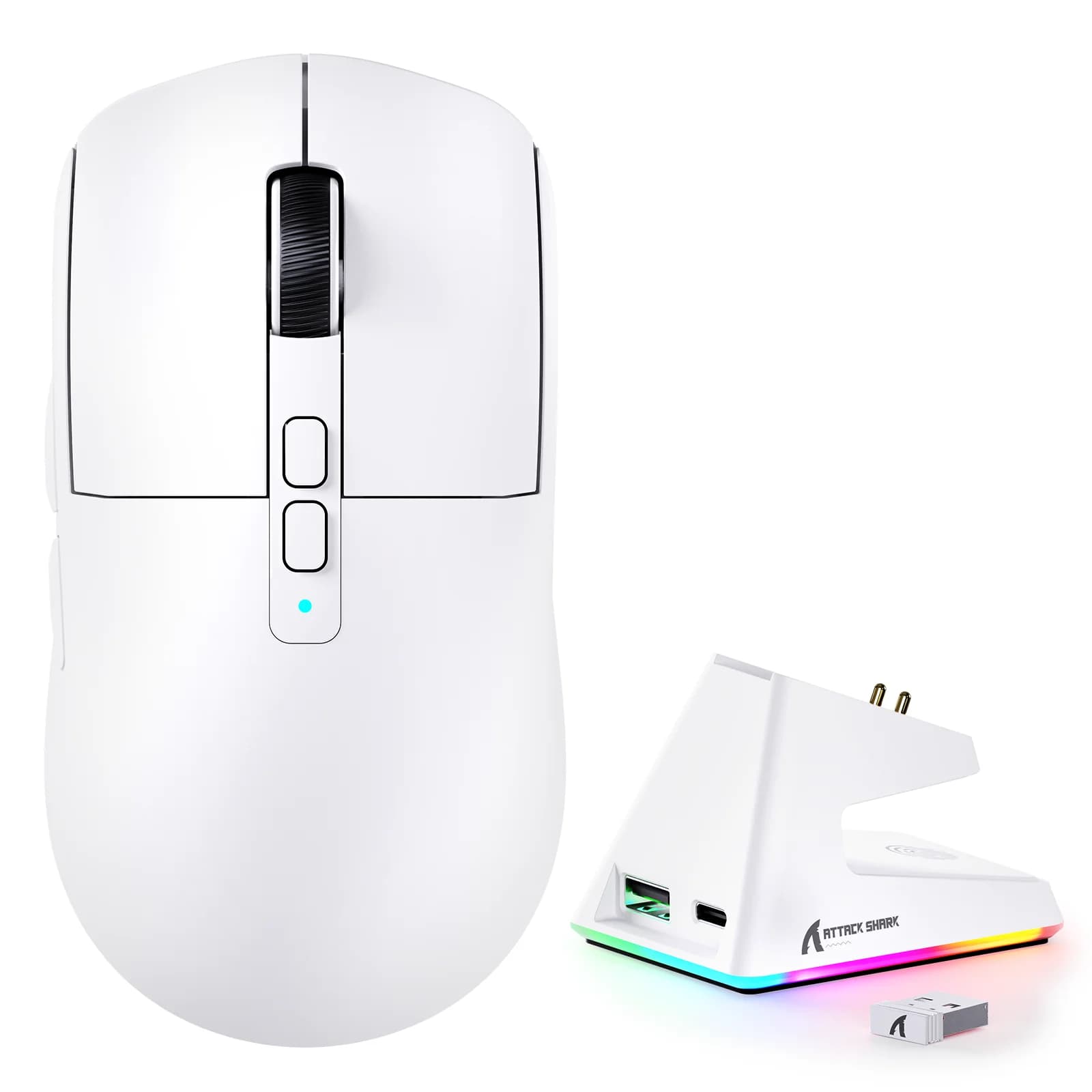 MOUSE - ATTACK SHARK X6 TRI-MODE CHARGING DOCK WHITE
