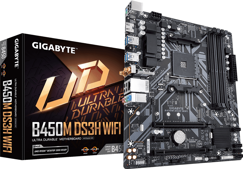 MOTHERBOARD AMD - GIGABYTE B450M-DS3H WIFI (AM4 4-SLOT) DDR4
