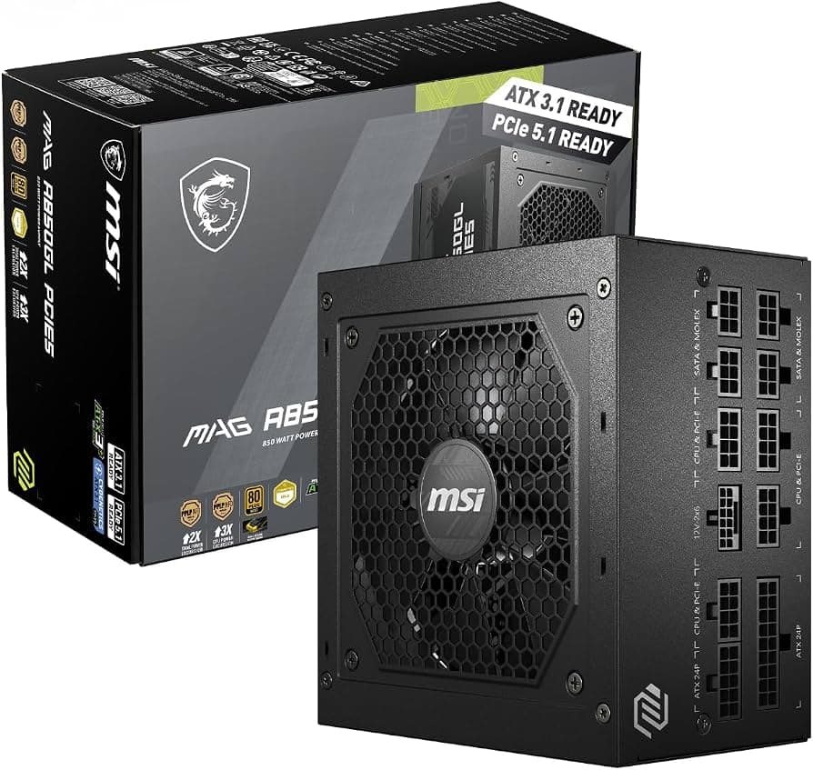 POWER SUPPLY - MSI MAG 850W A850GL 80+ GOLD PCIE5 MODULAR